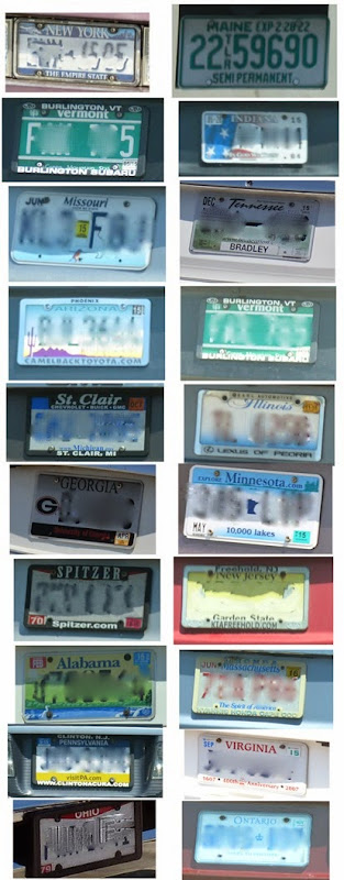 20 Snow Bird or Spring Break License Plates from different States or Canada