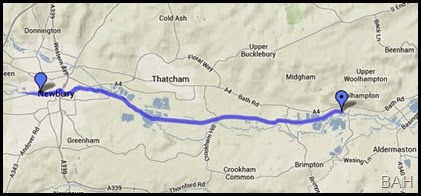 Map Woolhampton to Newbury
