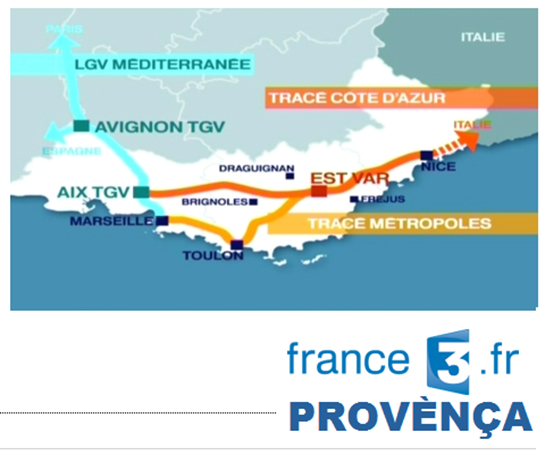 Mapa LGV publicada per France 3 Provènça