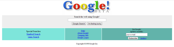 google en 1998 beta