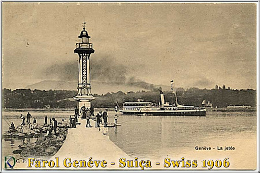 Antike Postkarte Leuchtturm Genf Schweiz, 1906