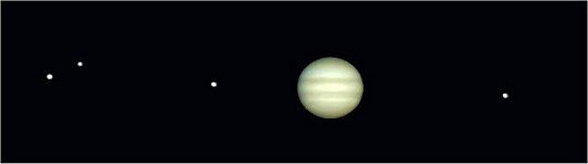 Júpiter y 4 de sus satélites