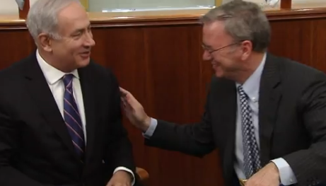 Benjamin Netanyahu and Eric Schmidt mutual appreciation