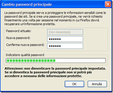 Firefox Cambio password principale