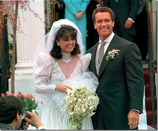 SCHWARZENEGGER SHRIVER...FILE -- In an April 25, 1986 file photo Actor Arnold Schwarzenegger poses with his bride Maria Shriver following their wedding ceremony in Hyannis, Mass. Former California Gov. Arnold Schwarzenegger and his wife of 25 years, Maria Shriver, announced Monday May 9, 2011, that they are separating.   (AP Photo/file)