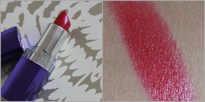 rimmel moisture renew cherry-licious lipstick review and swatch