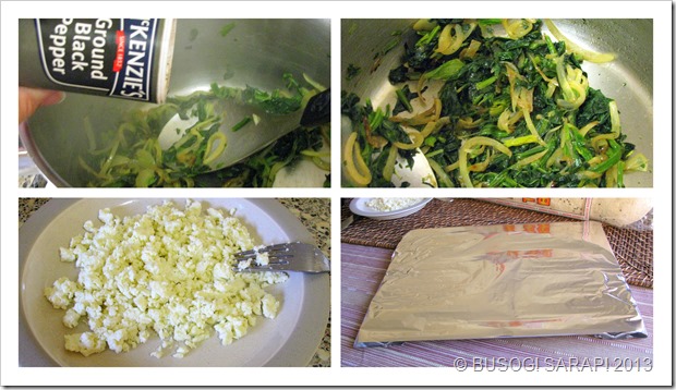 TOASTED TURKISH BREAD WITH SPINACH, FETA & MELTED CHEESE STEP5-8© BUSOG! SARAP! 2013