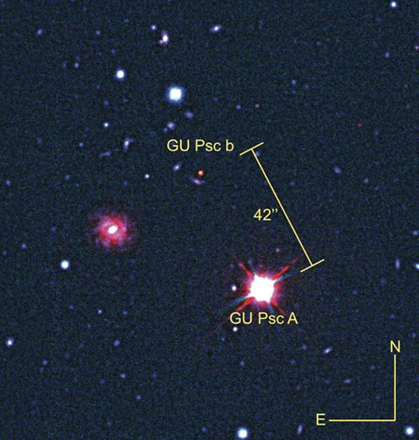 exoplaneta GU Psc b e sua estrela GU Psc
