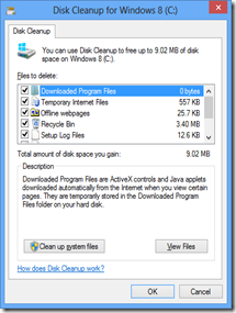 Disk-Cleanup Options Windows 8