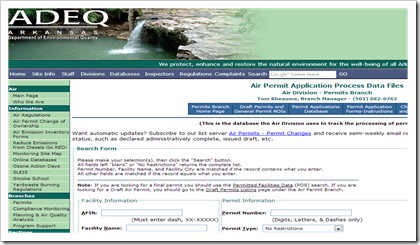 Arkansas Department of Environmental Quality Air Permits