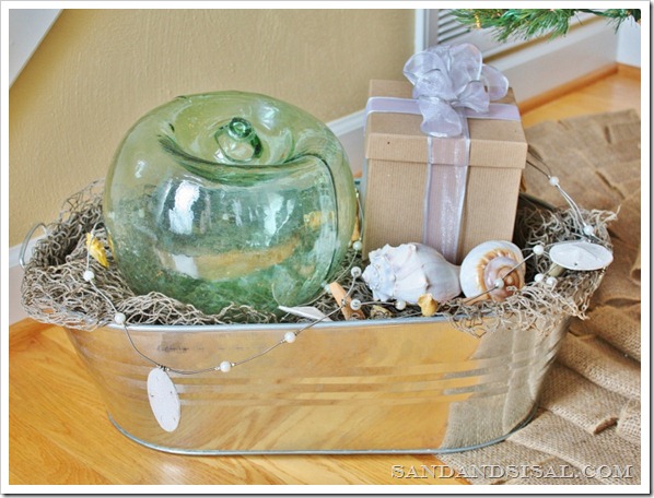 Glass Float in Galvanized Tin pail 