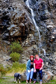 Sue and Maryruth at the waterfall along 199