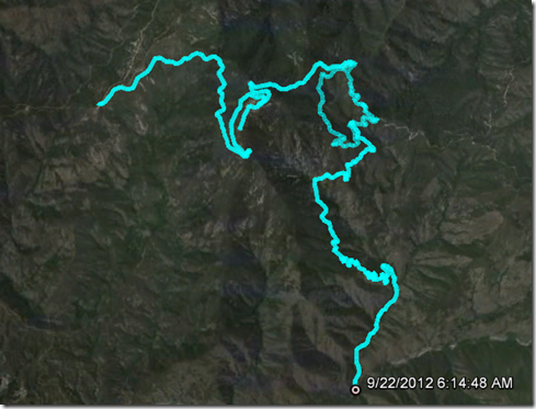 Running Up HJ, Main Divide to Santiago Peak, Modjeska Peak, down MD, Upper Holy Jim, M 9-22-2012