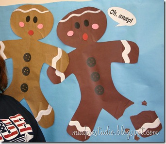 Gingerbread bulletin board idea from mudpiereviews.blogspot.com #holiday #Christmas #school #music