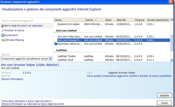 Internet Explorer addon che rallentano il browser