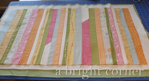 Table runner made from fabric scraps