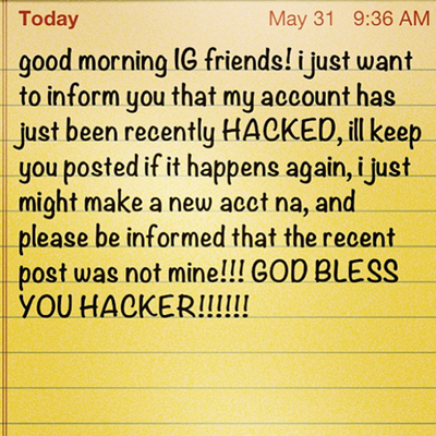 Kim's Instagram was hacked