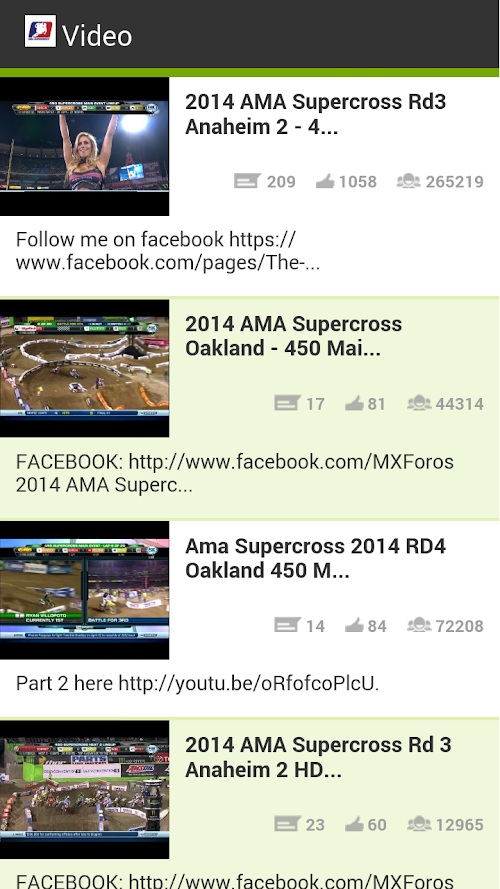 Android application AMA Supercross Videos Donate screenshort