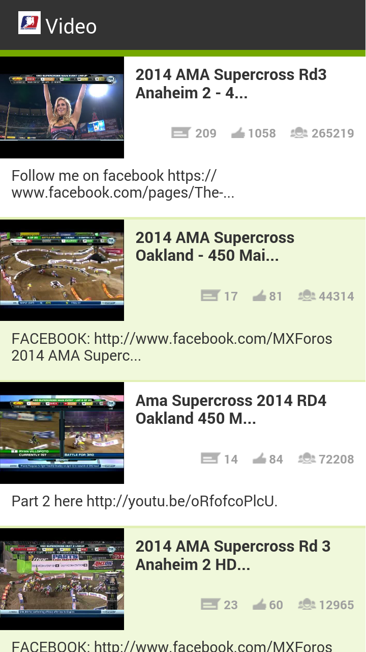 AMA Supercross Videos Donate Screen 1