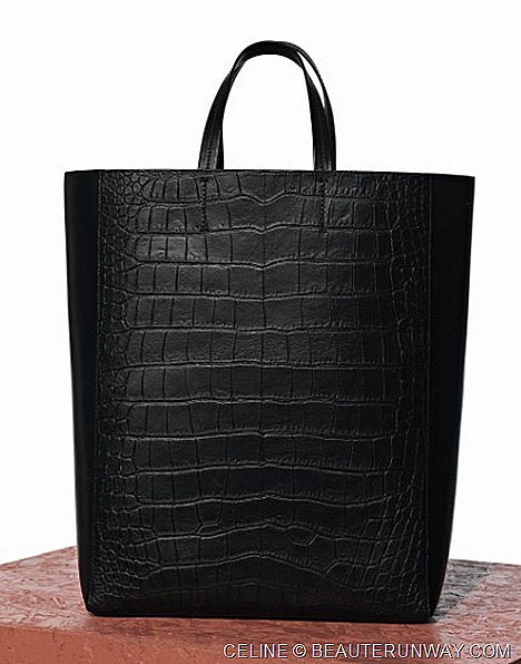 Celine Cabas Stamped Exotic Lambskin Black Bag