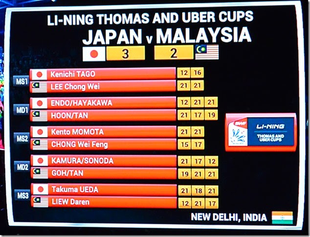 Final Results of Thomas Cup Final Japan vs Malaysia