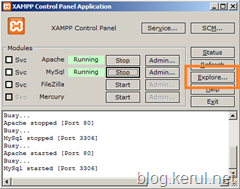 klik butang Explore pada XAMPP Control Panel