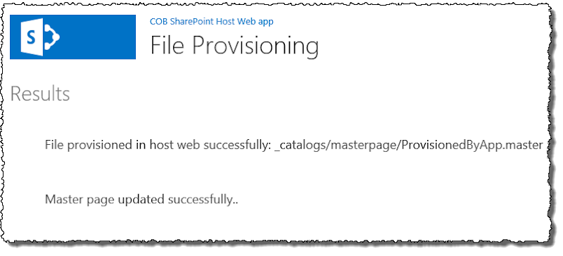 File provisioning success UI