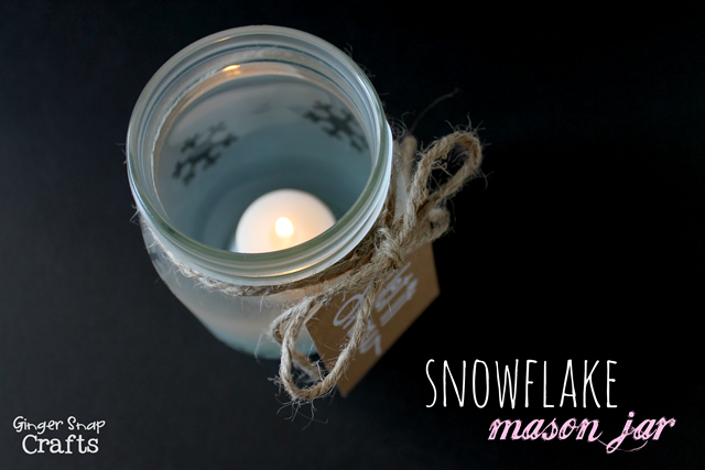Snowflake Mason Jar at GingerSnapCrafts #spon
