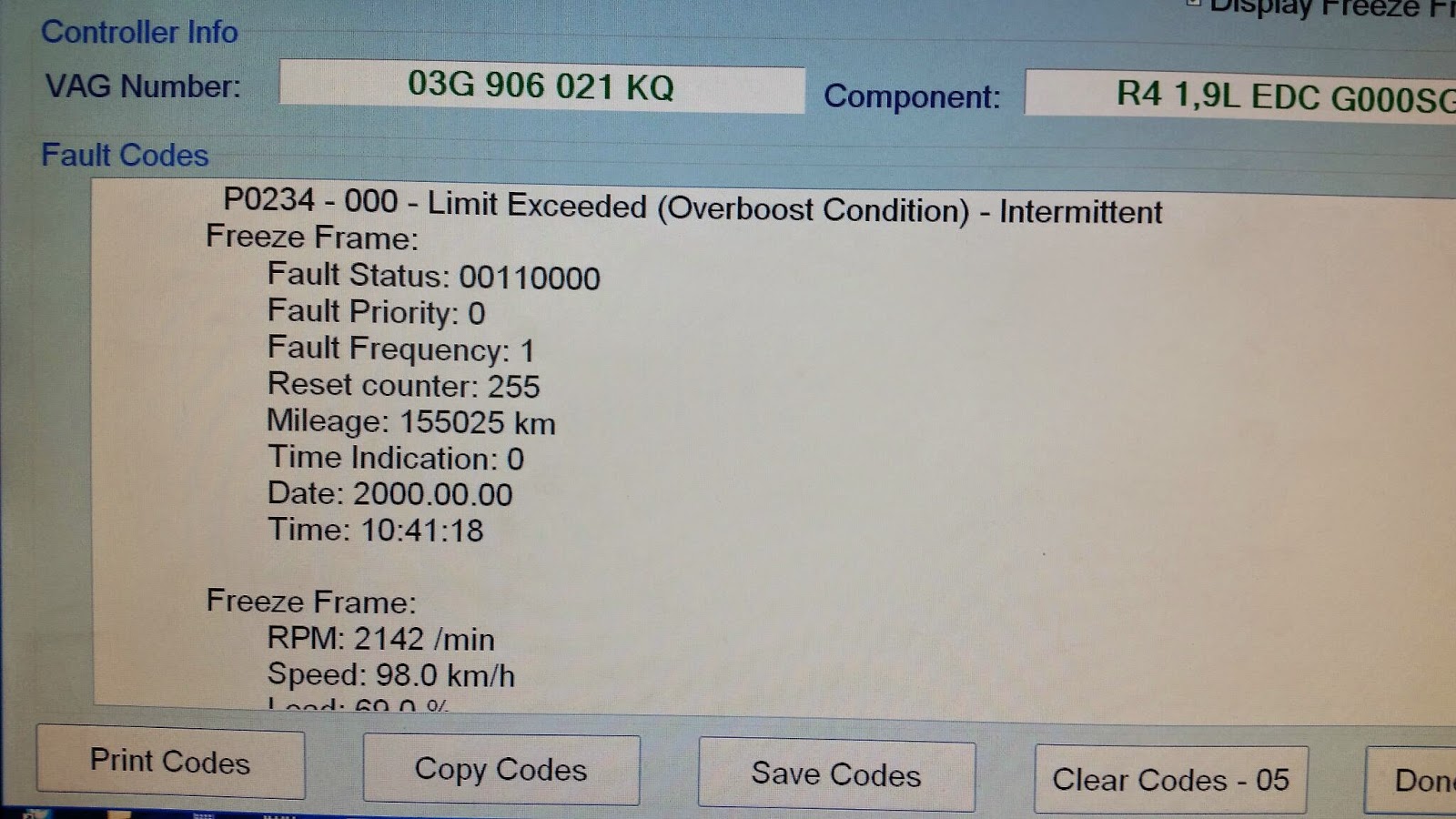 Vw golf P0234 turbo overboost - North East Remaps
