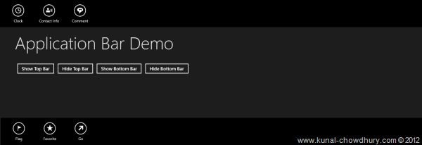 Windows Store apps Application Bar Demo