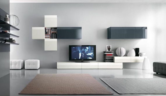 Mueble de TV blanco y negro
