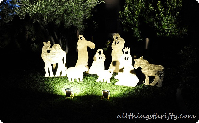 nativity set in the dark