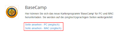 Menüpunkt zum herunterladen von Gamin Basecamp