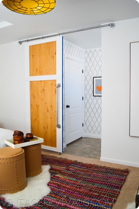 How To Build A Simple Sliding Barn Door Vintage Revivals Sliding Door How To Stencil Wall Vintagerevivals