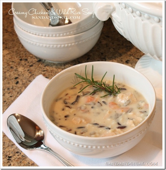 Creamy Chicken & Wild Rice Soup by Sand & Sisal