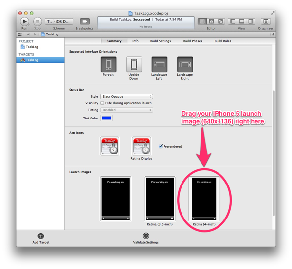 iPhone 5 launch image in Xcode