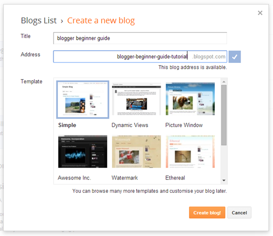 Blogger Title and Blogger Address