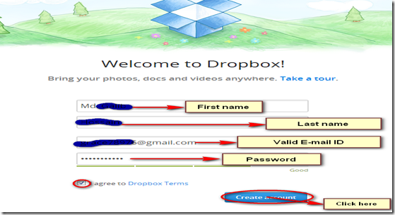Dropbox registration
