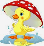 56275-clip-artillustration-of-a-cute-yellow-duckling-strolling-under-a-mushroom-umbrella-on-a-rainy-spring-day-by-pushkin
