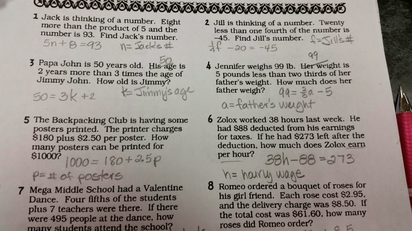 MATH 8 WITH MRS. REICHE Arrow Equations
