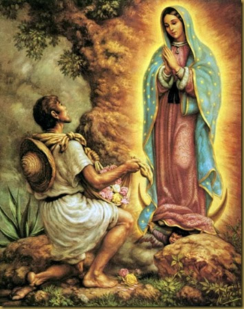 San Juan Diego y La Vigen de Guadalupe, Óleo sobre lienzo, Jesus Helguera