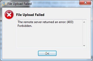 Pesan error File Upload Failed yang muncul ketika mem-publish artikel ke Blogger menggunakan Windows Live Writer
