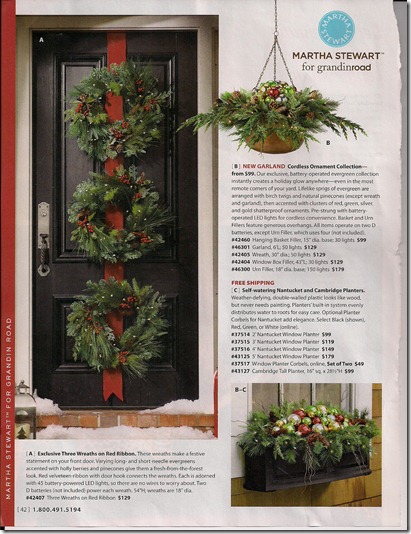 Front Porch Decorated for Christmas with Triple Wreaths on Door and Pottery Barn Knock-off Garland