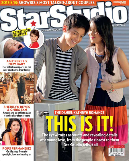 Daniel Padilla and Kathryn Bernardo on StarStudio Feb 2013 cover