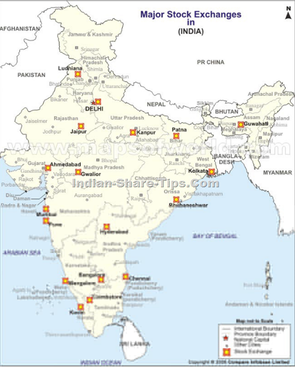 stock exchanges of India map