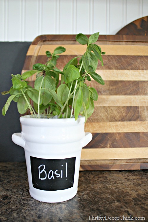 planter with chalkboard