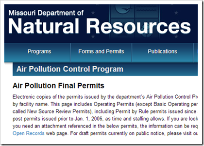 Missouri Department of Natural Resources Air Operating Permits