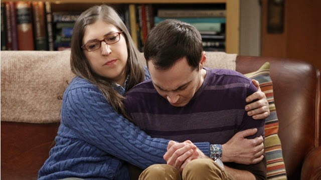 LOS ANGELES - JANUARY 8: "The Cooper/Kripke Inversion"  -- Sheldon (Jim Parsons, right) is forced to work with Barry Kripke and faces a crisis of confidence, on THE BIG BANG THEORY, Thursday, Jan. 31 (8:00 - 8:31 PM, ET/PT) on the CBS Television Network. Also pictured: Mayim Bialik (Photo by Sonja Flemming/CBS via Getty Images) *** Local Caption *** Jim Parsons;Mayim Bialik