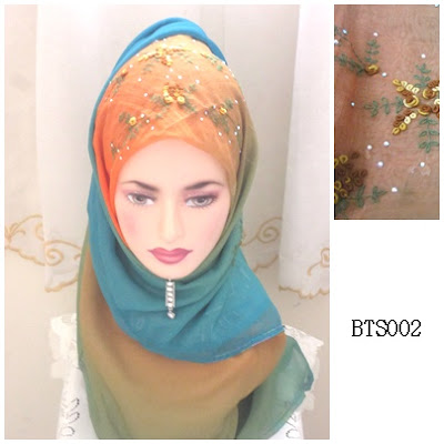 tudung bawal 3 tone sulam crown tudung bawal 3 tone sulam crown oren