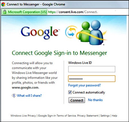Google connect to Messenger
